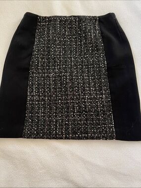 LOFT Black Mini Skirt with Sparkle Tweed Panel